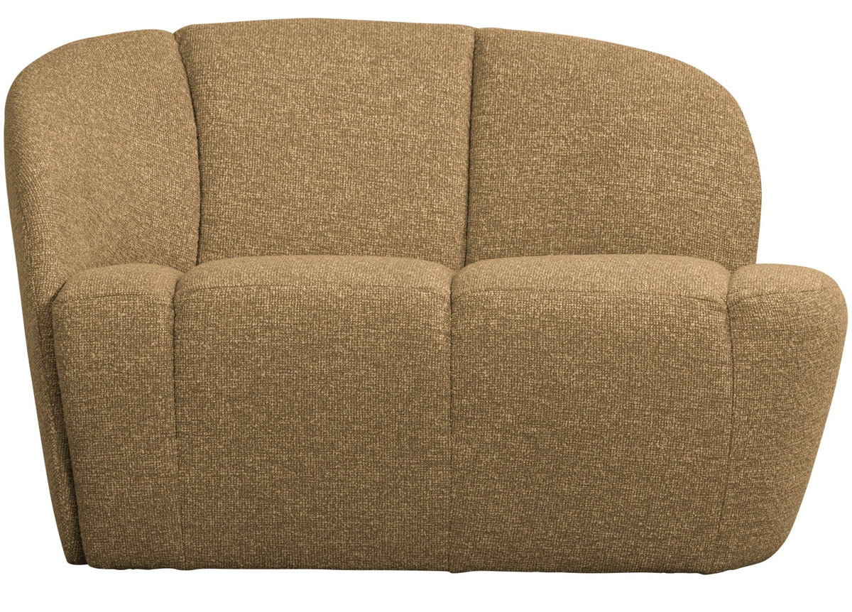 woood 2 Sitzer Sofa Bank MOJO links Bouclé gelbbraun melange