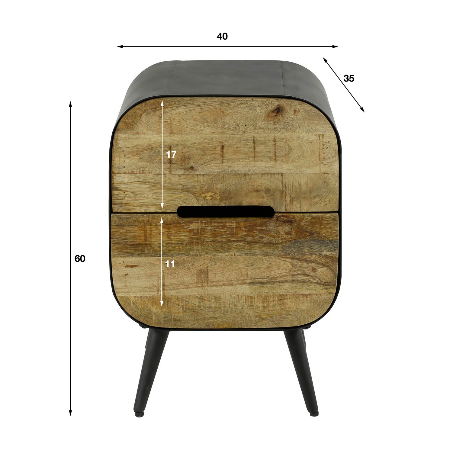 Nachttisch RETRO 2 Schubladen Mango Holz