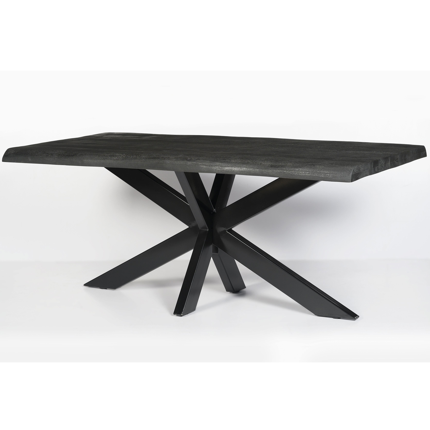 Esstisch Spider 240 x 100 cm Mangoholz schwarz Baumkante