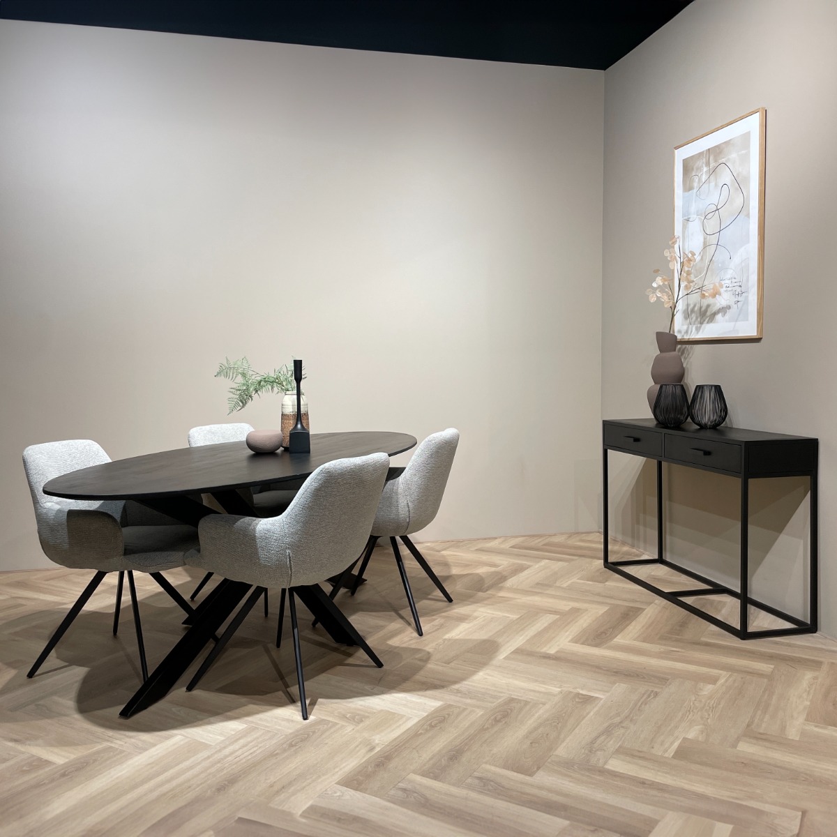 Konsolentisch Kala 120 x 35 cm Mangoholz Metall schwarz Anstelltisch