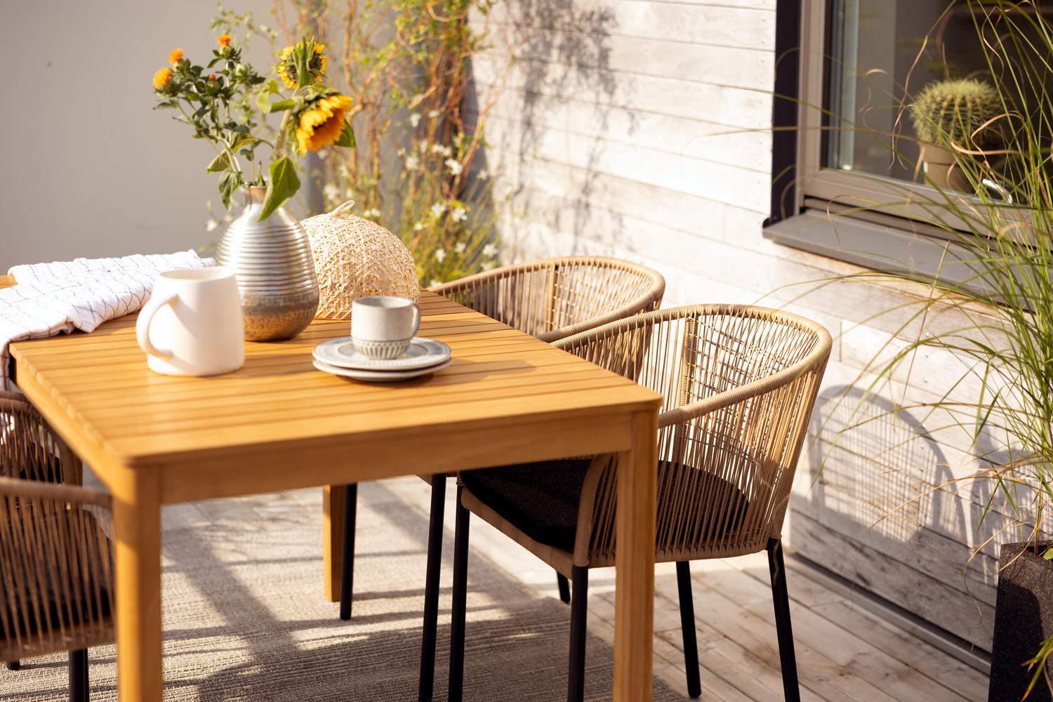  Gartensessel Gartenstuhl Delta Geflecht beige Aluminium  