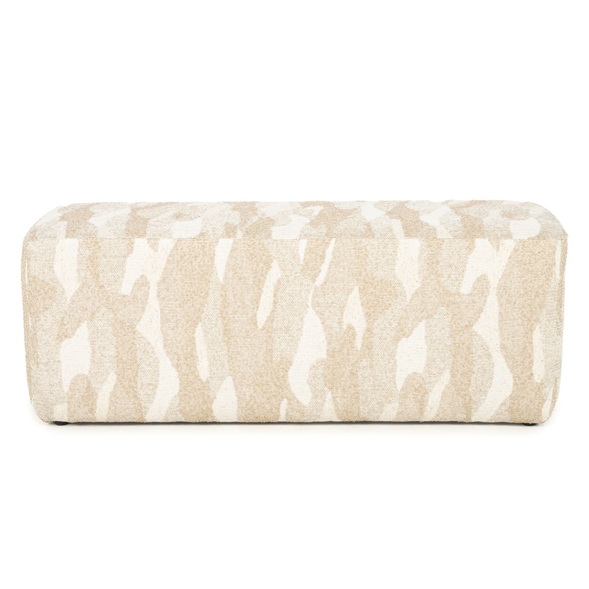 Bank Hocker Rytm 121 cm Stoff beige mit Muster Sitzbank Sitzpouf
