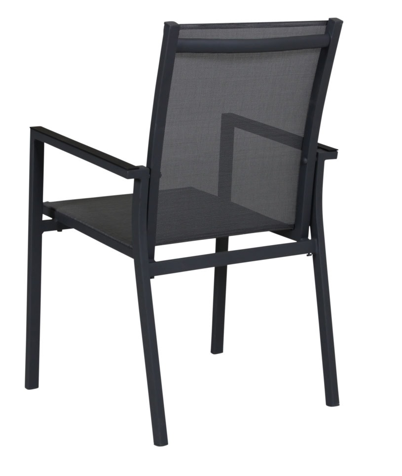 6´er Set Gartenstuhl stapelbar Textilene schwarz Aluminium