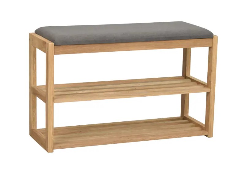 Schuhbank aus Holz Eiche natur mit Sitzfläche