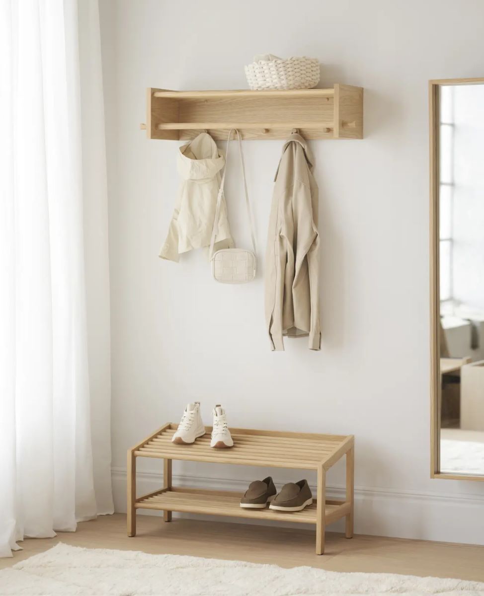 Schuhregal LIMMOND aus Holz Eiche natur 80 cm