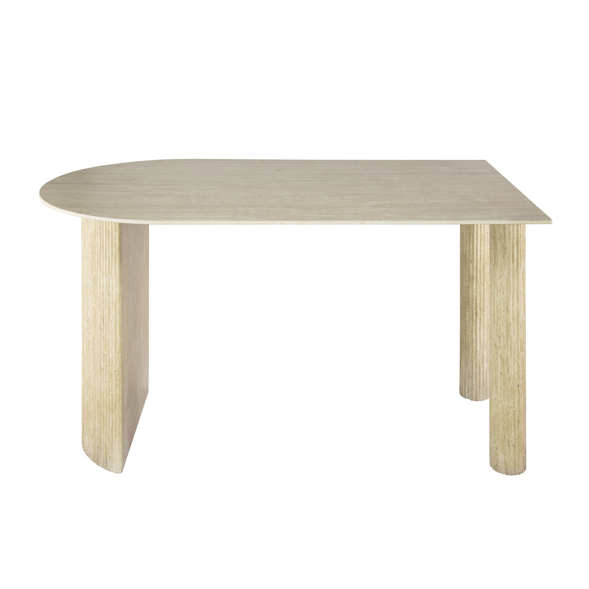 Esstisch VERONA 140 x 80 cm platzsparend Keramikplatte Travertinoptik halboval Wandtisch