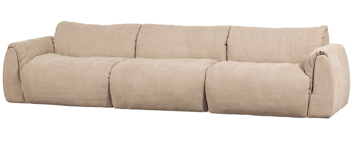 woood 3 Sitzer Sofa BAGGY Webstoff Chenille sandfarben
