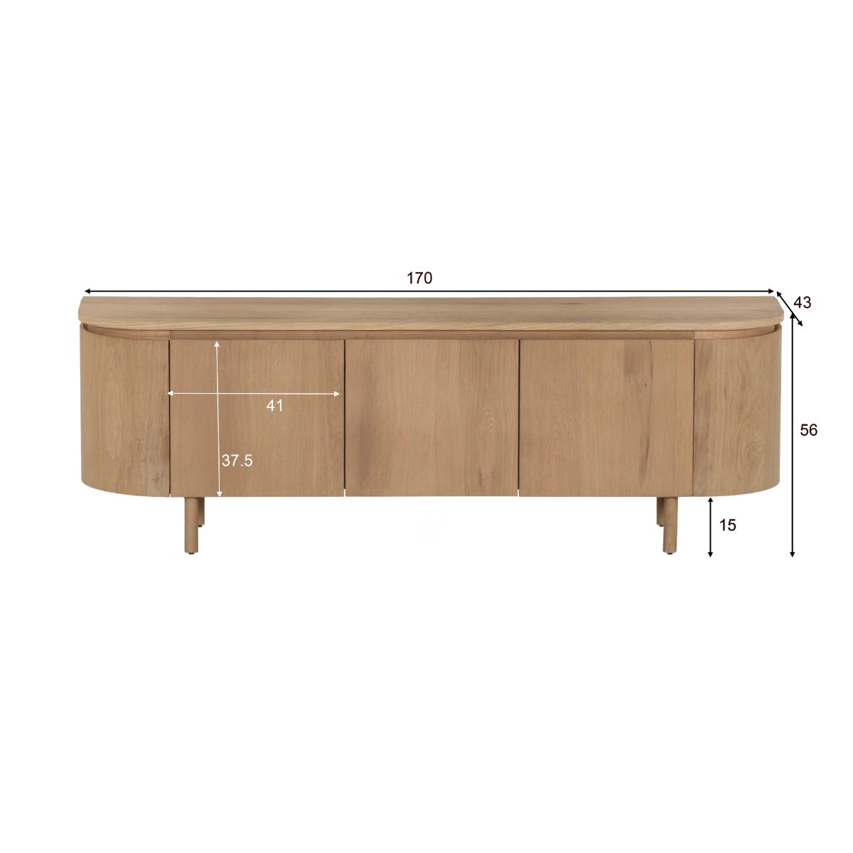 TV Möbel Lowboard Tobago 170 cm Eiche Furnier natur 
