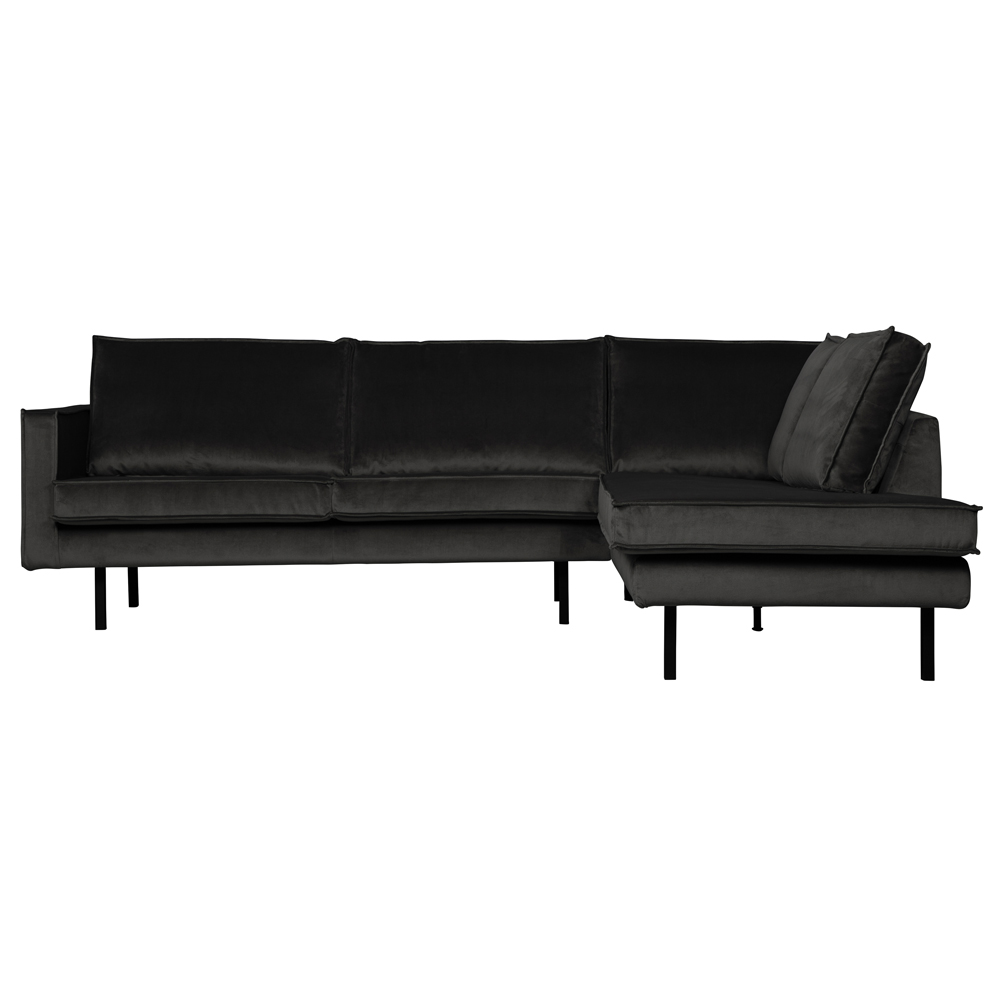 Eckgarnitur Rodeo Samt anthrazit Couch Sofa Ecksofa Longchair rechts