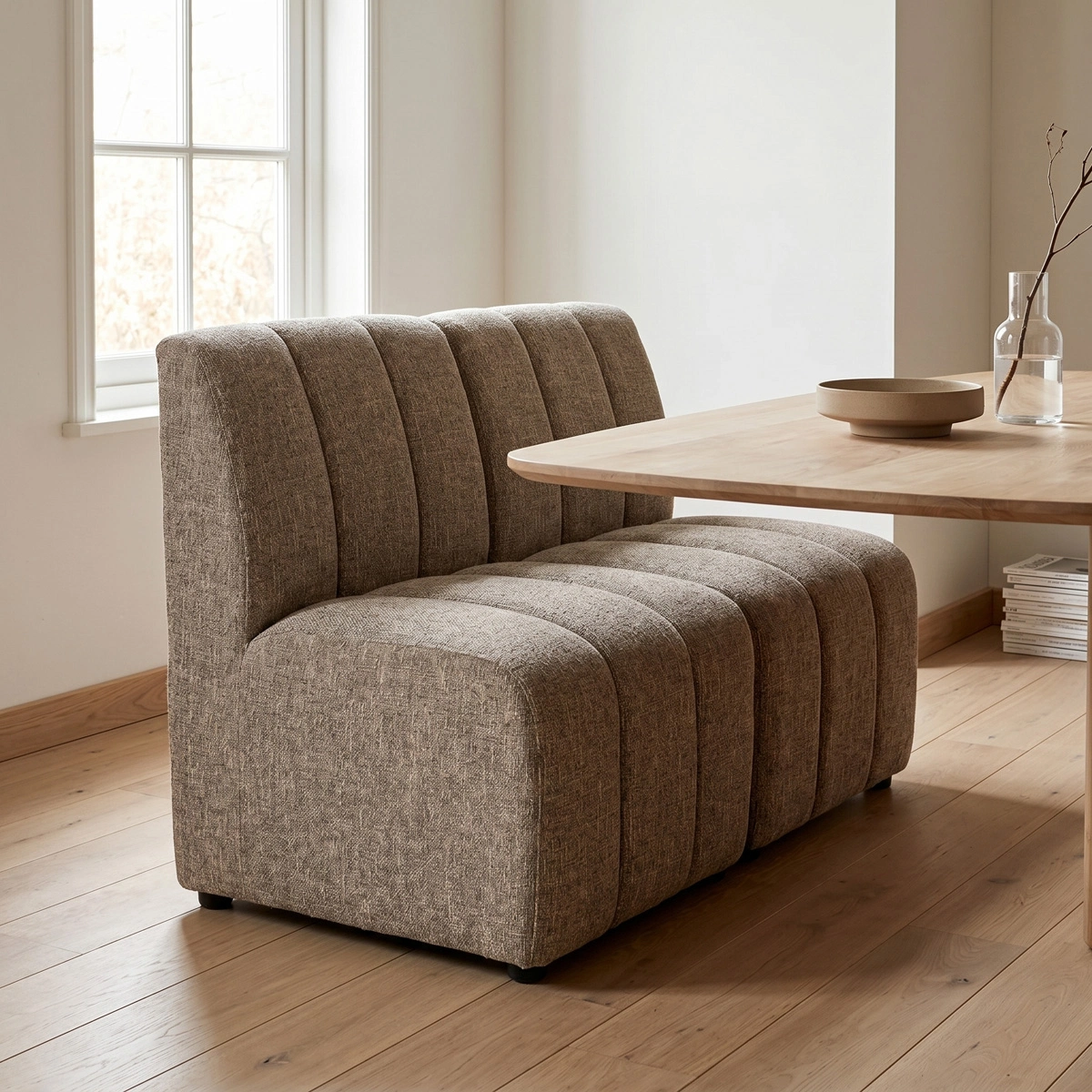 DÀJE Interieur Esszimmerbank RILO – Modulares Japandi Sitzelement in Braun 
