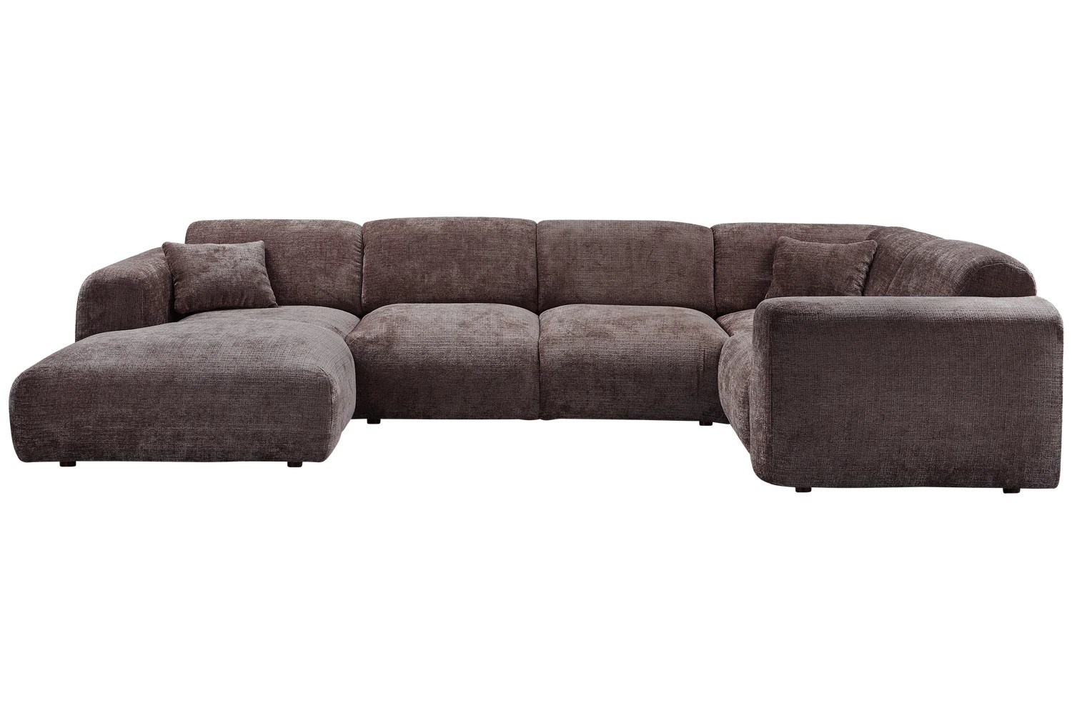 Wohnlandschaft Ecksofa rechts weicher Chenille Stoff braun