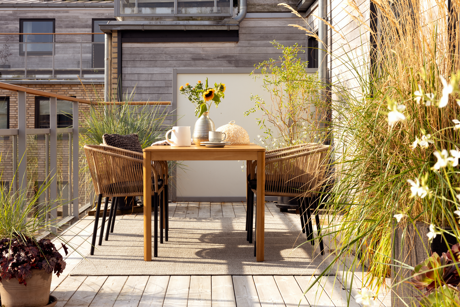  Gartensessel Gartenstuhl Delta Geflecht beige Aluminium  