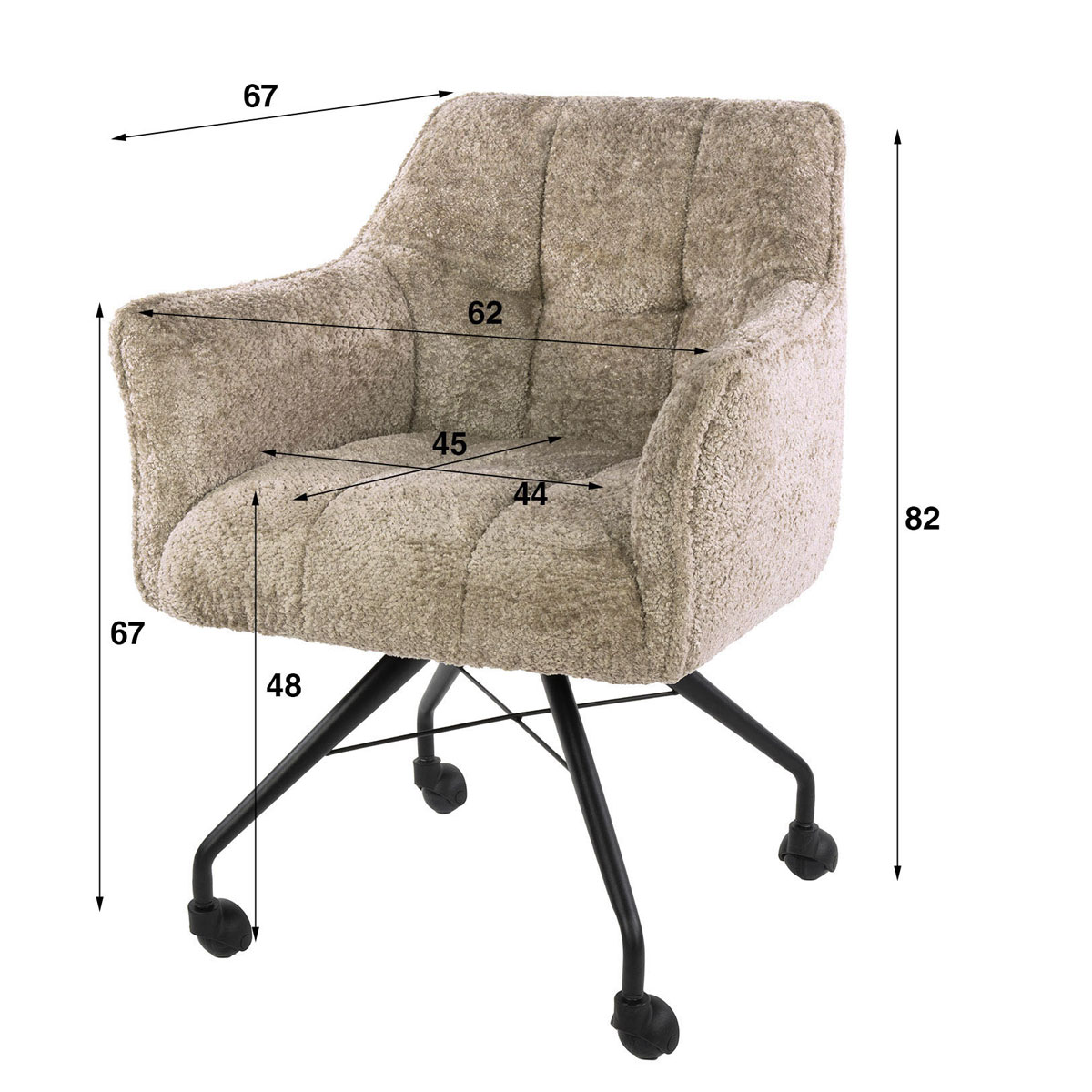 2er Set Armlehnstuhl Fino auf Rollen Savelle sandfarben