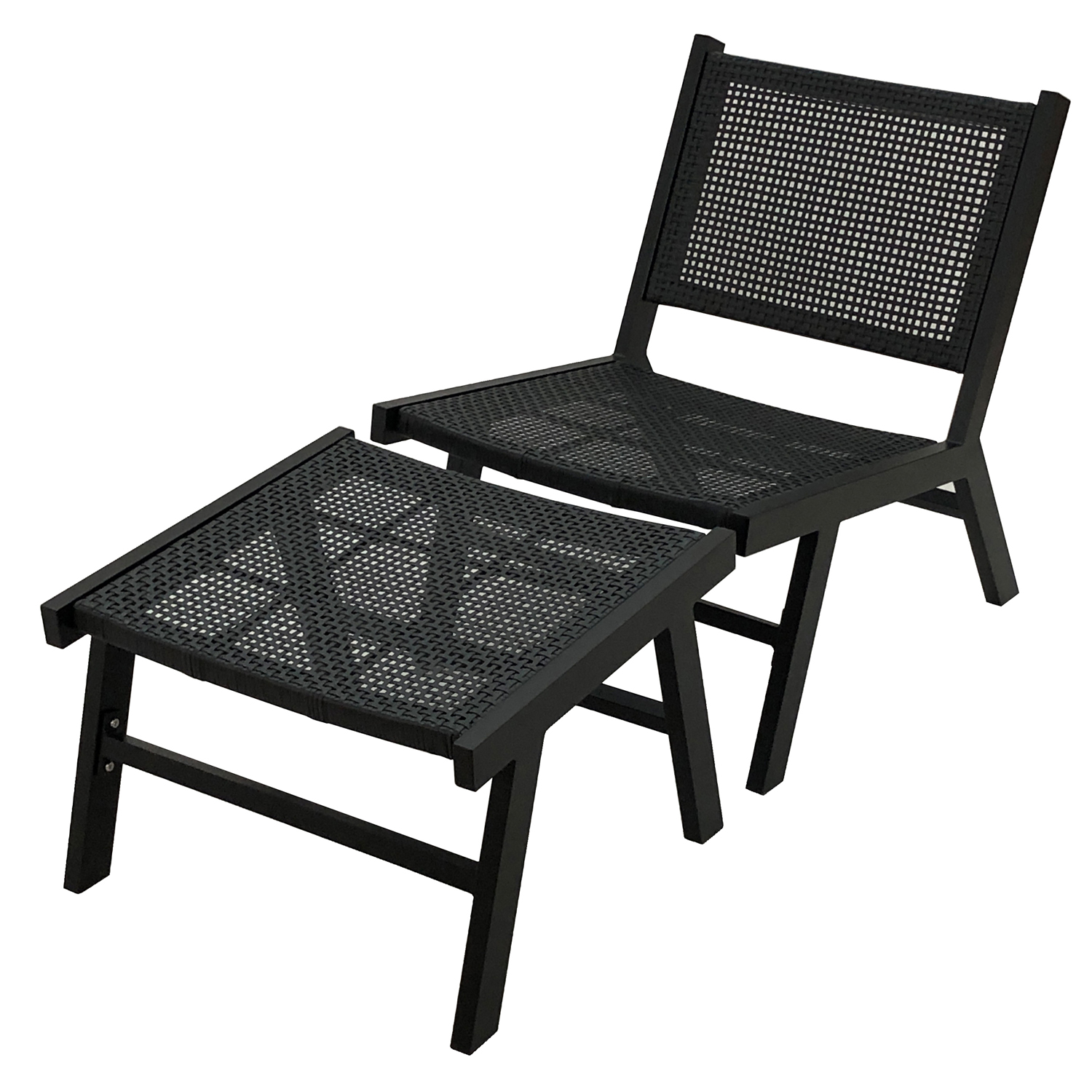 Woood 2er Set Garten Hocker Puk 57 x 54 cm Alu schwarz Fußhocker