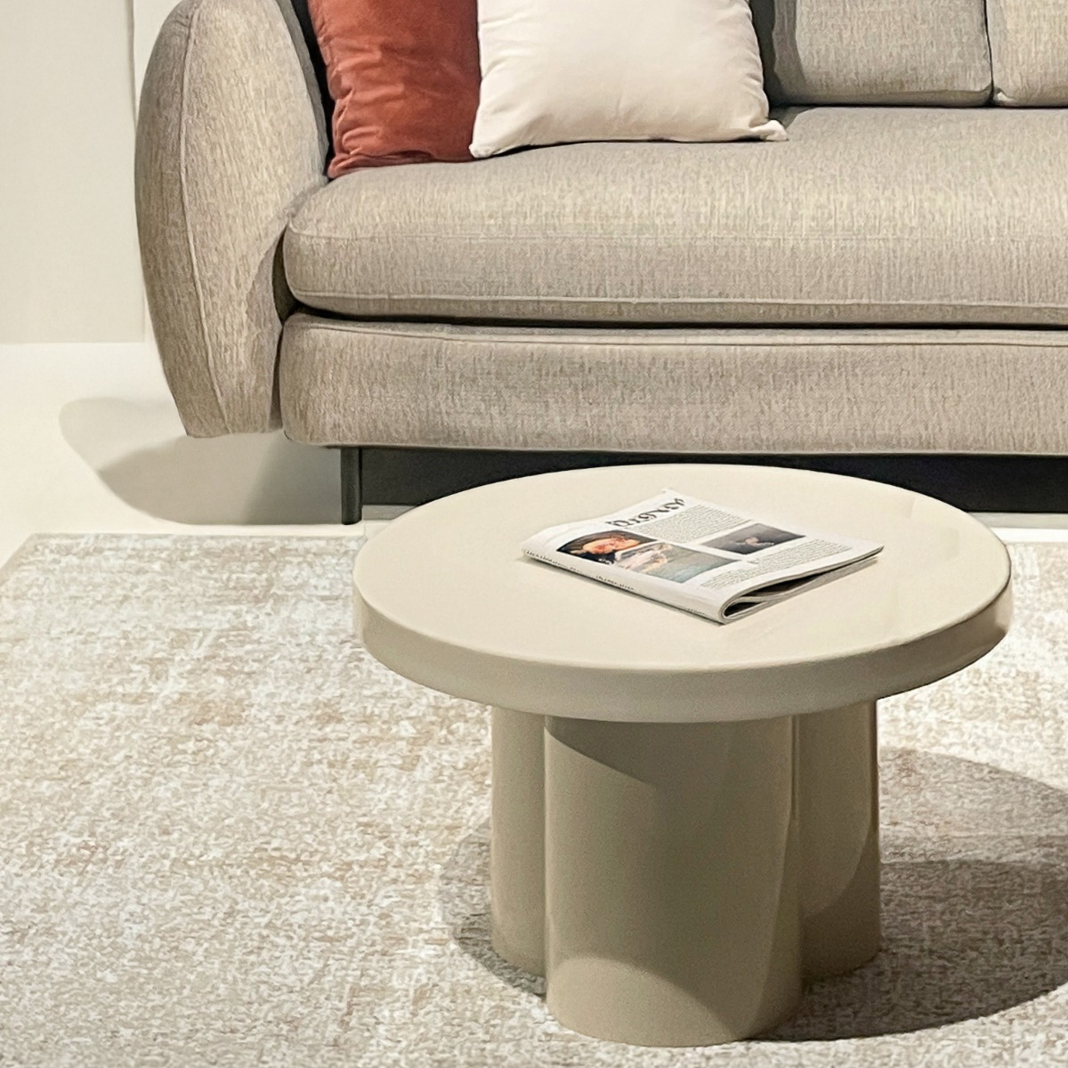 Couchtisch Noa rund Ø 56 cm Metall Off White Anstelltisch Sofatisch Beistelltisch