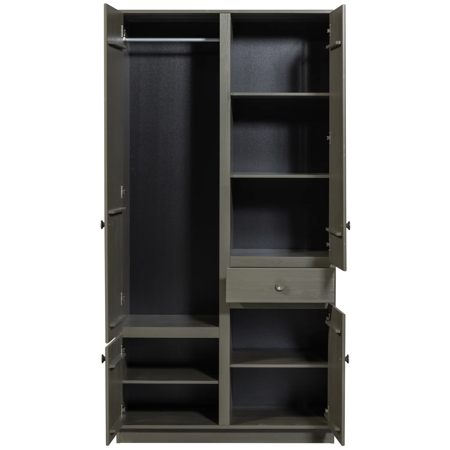 Kleiderschrank Schrank ALFIE 4-türig B 107 cm Kiefer Massivholz forest