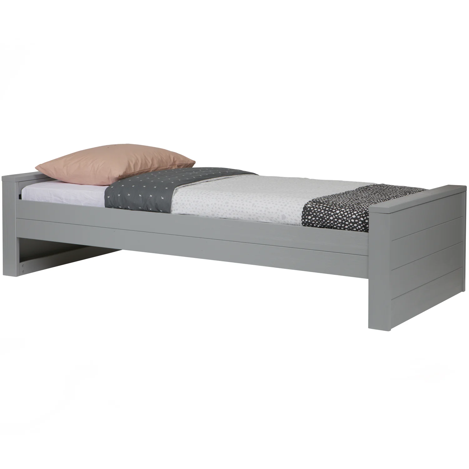 Kinderbett Einzelbett DENNIS 200 x 90 cm Kiefer Massivholz betongrau Bett