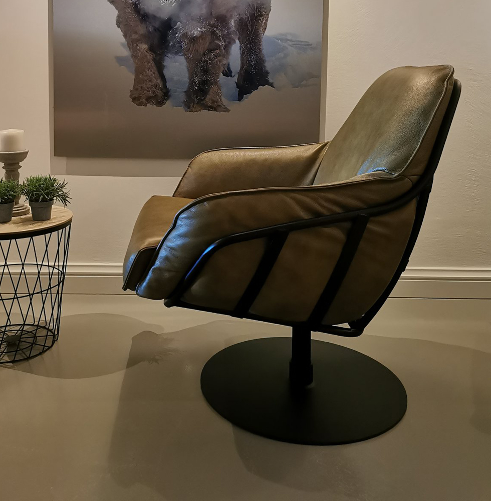 Exclusiver Sessel Jurgen drehbar CONCRETE Leder Ledersessel