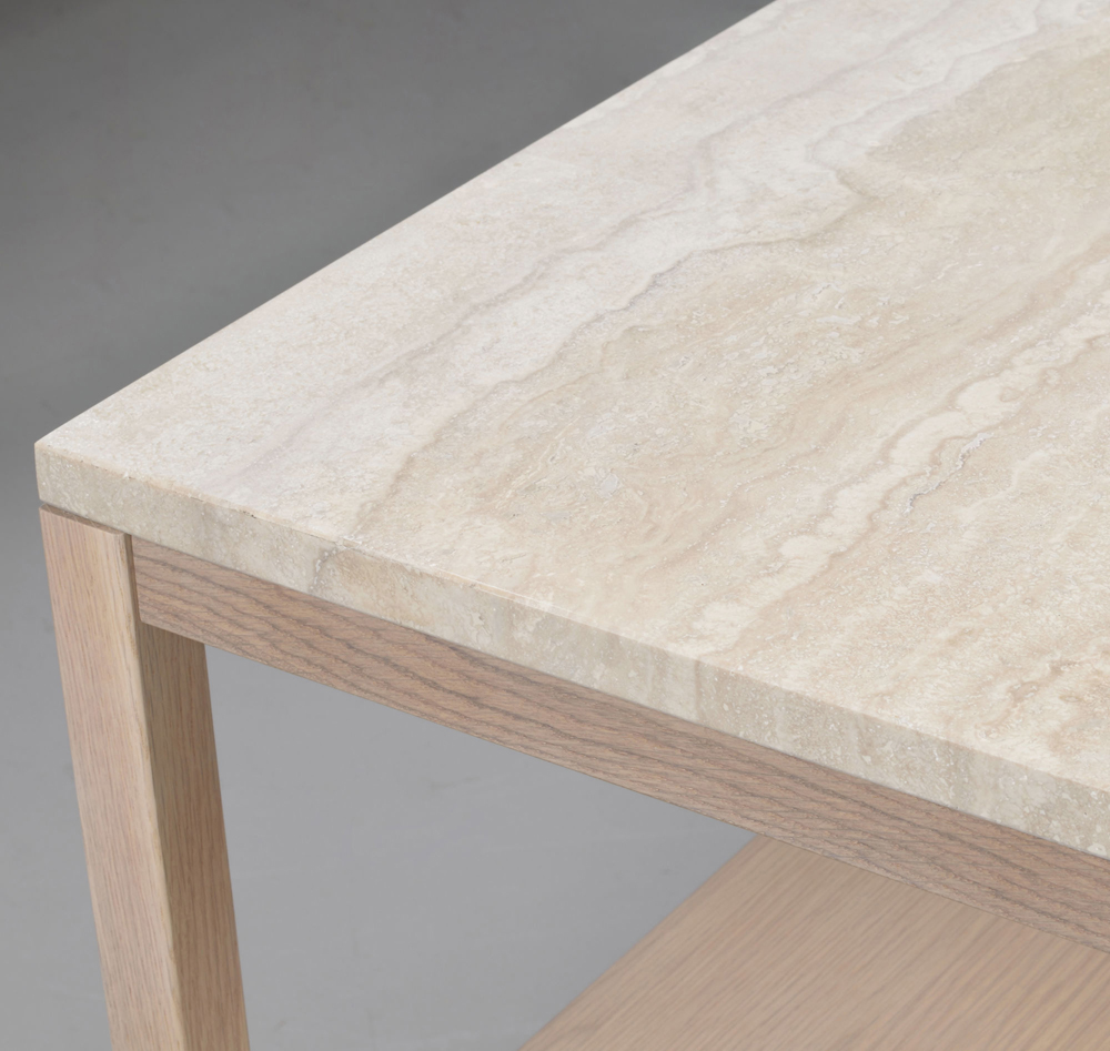 Couchtisch Eiche Tischplatte beige Travertin 140 cm