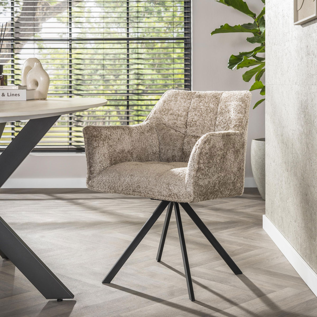 2er Set Armlehnstuhl Fino drehbar Savelle sandfarben