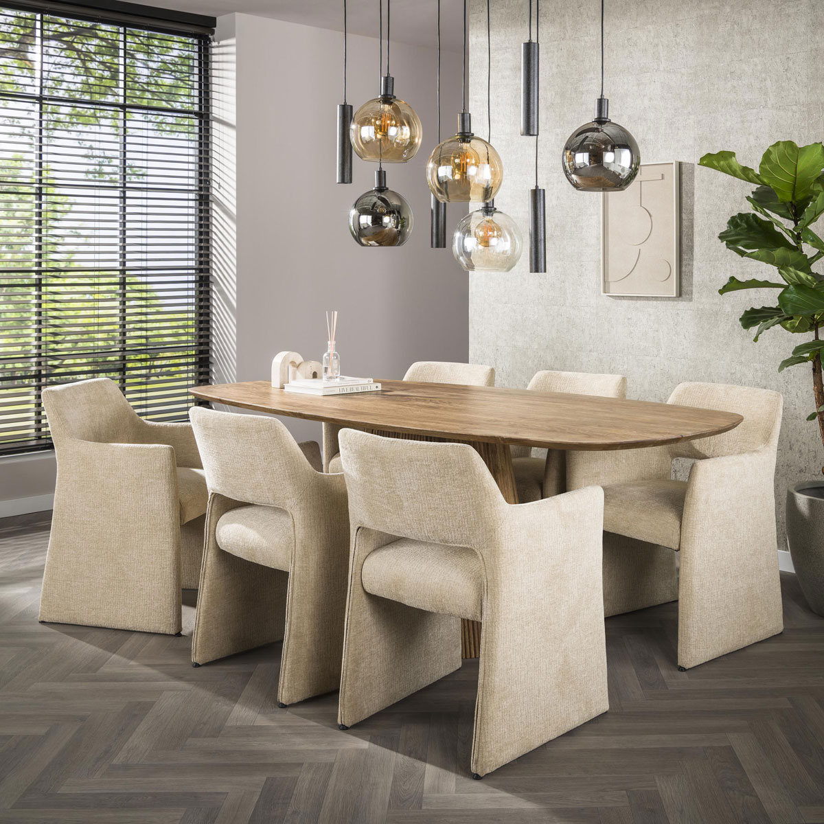 2er Set Armlehnstuhl LUNA Jaroq Stoff sandfarben