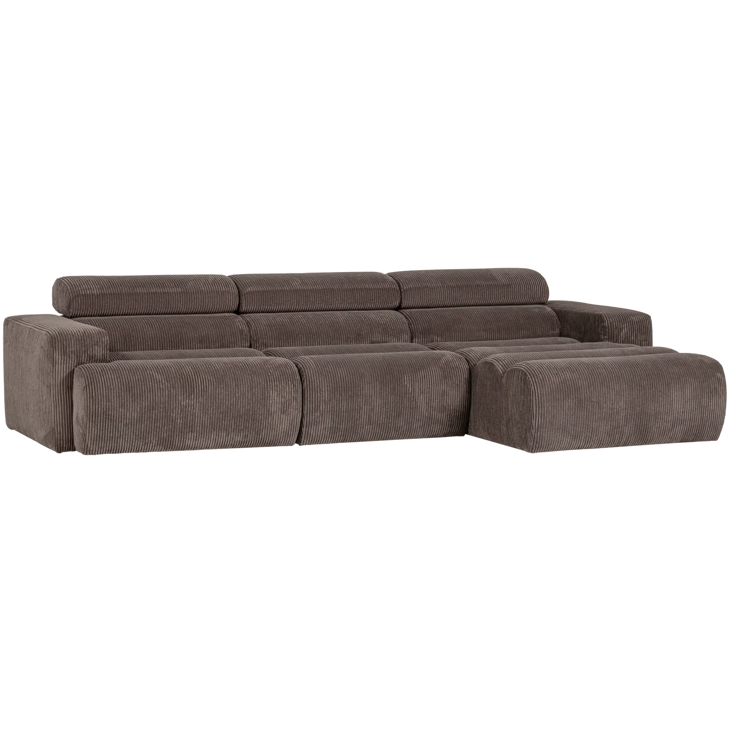Ecksofa Sofa NOVI Bezug Rippstoff graubraun Chaiselongue rechts