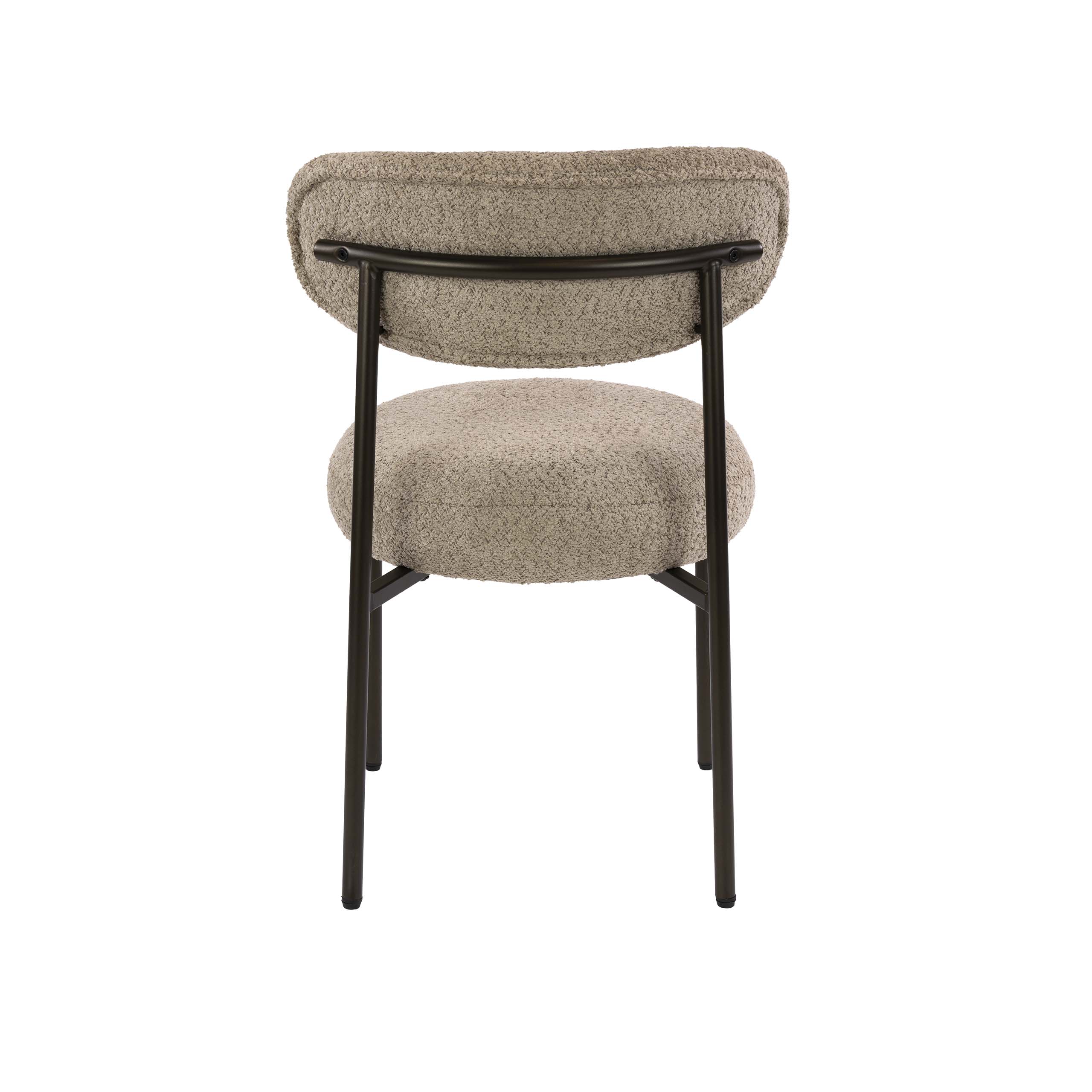 2er Set Esszimmerstuhl Polsterstuhl Oval Tissee Bouclé sand - Beine braun