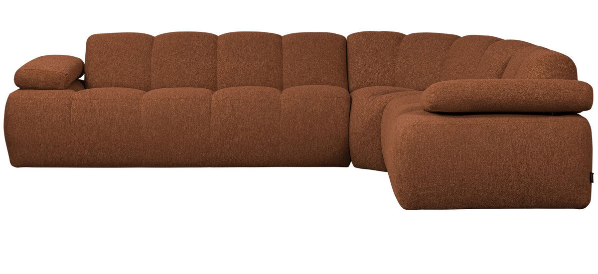 woood Ecksofa MOJO Bouclé rostbraun meliert Chaiselongue rechts