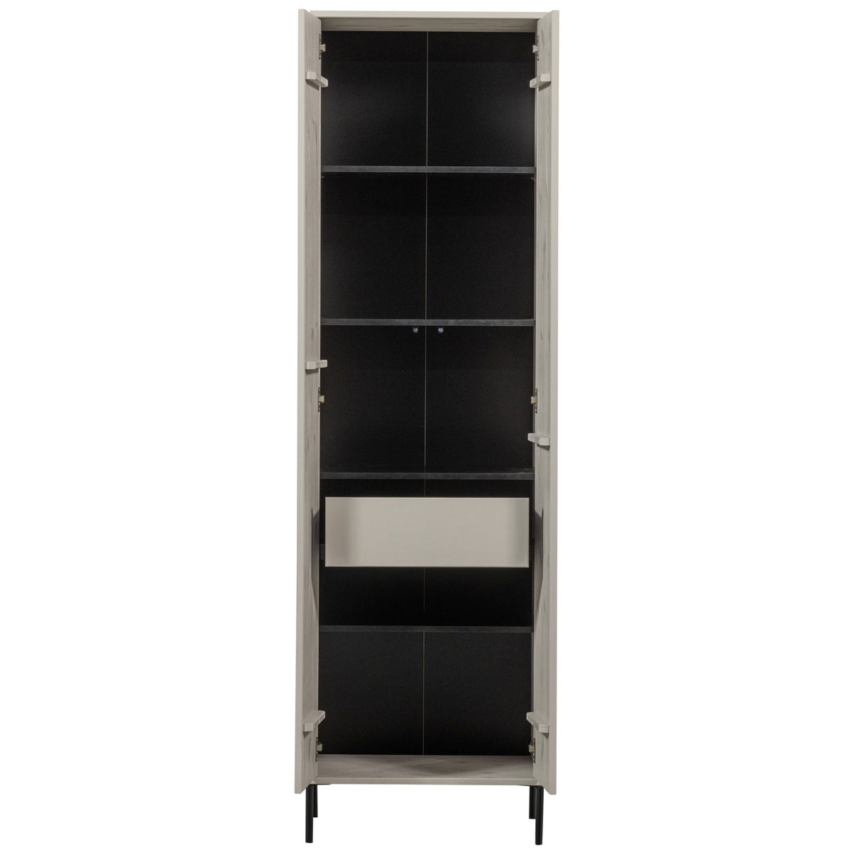 woood Schrank Hochschrank Gravure H 210 cm Kiefer massiv staubgrau