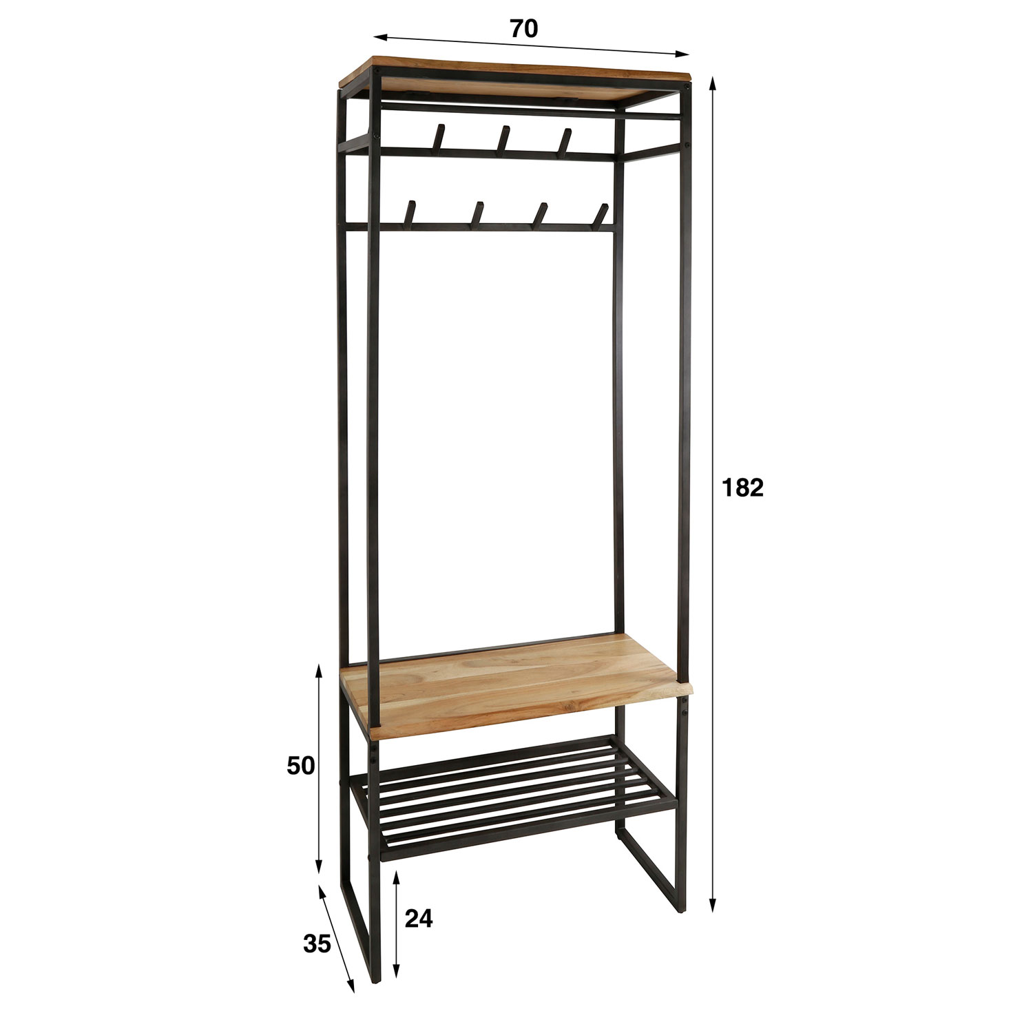 Garderobe Standgarderobe EDE B 70 cm Akazie