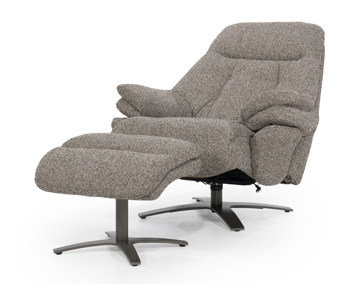 Relaxsessel Caleb elektrisch verstellb. mit Hocker Stoff taupe