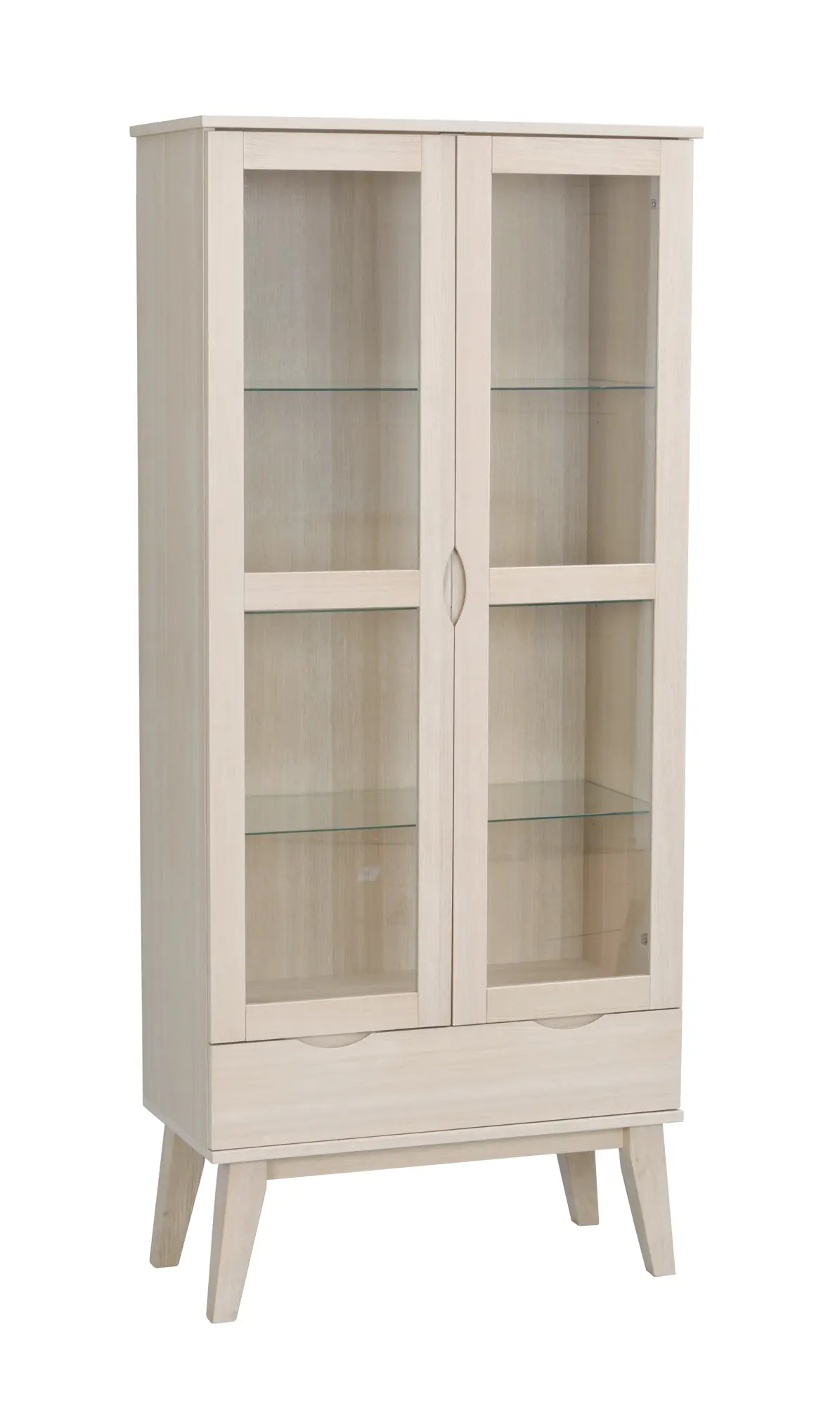 Vitrinenschrank VLIPPA H 185 cm mit 2 Türen Eiche white wash