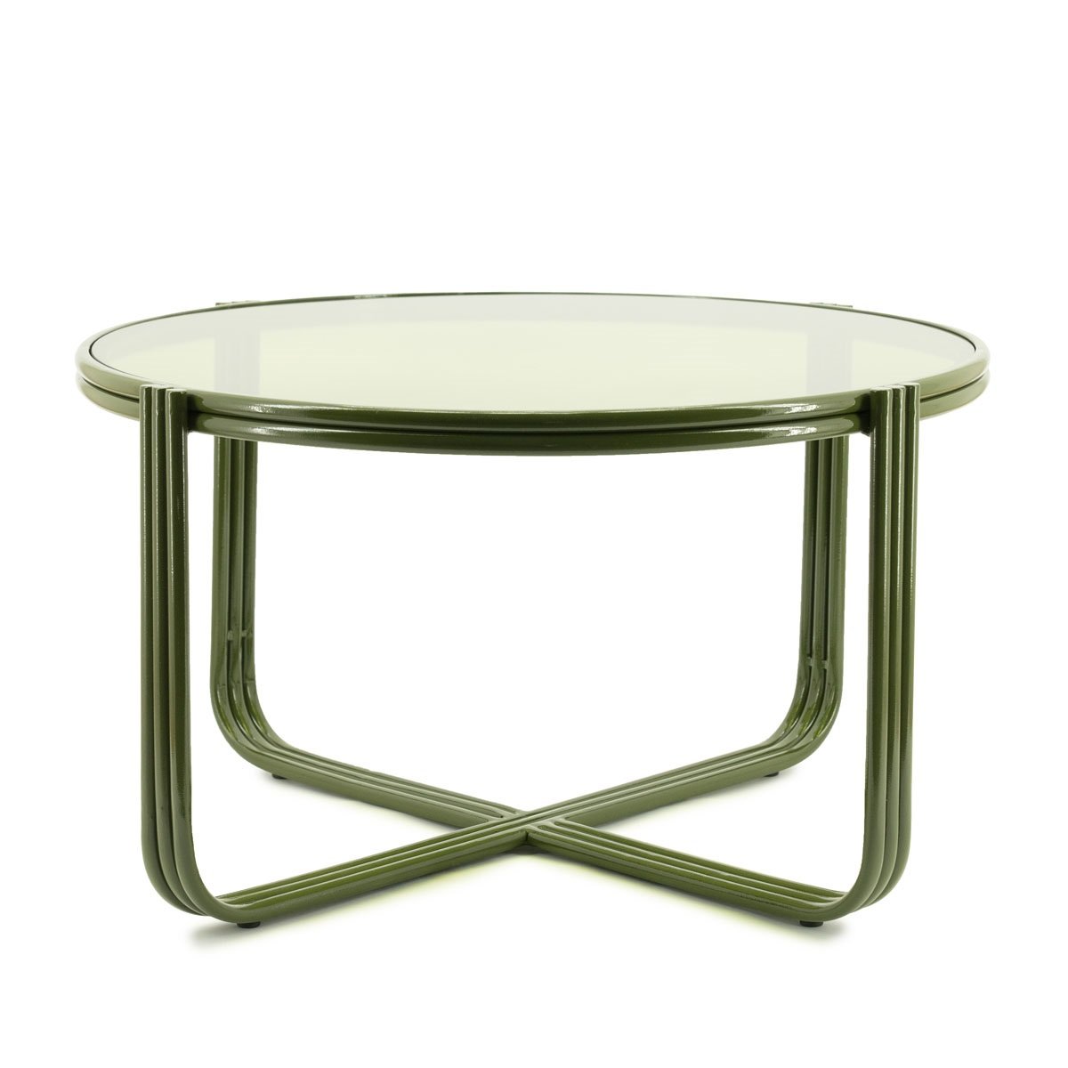 Beistelltisch Groovy Ø 63 cm Glas Metall grün Couchtisch
