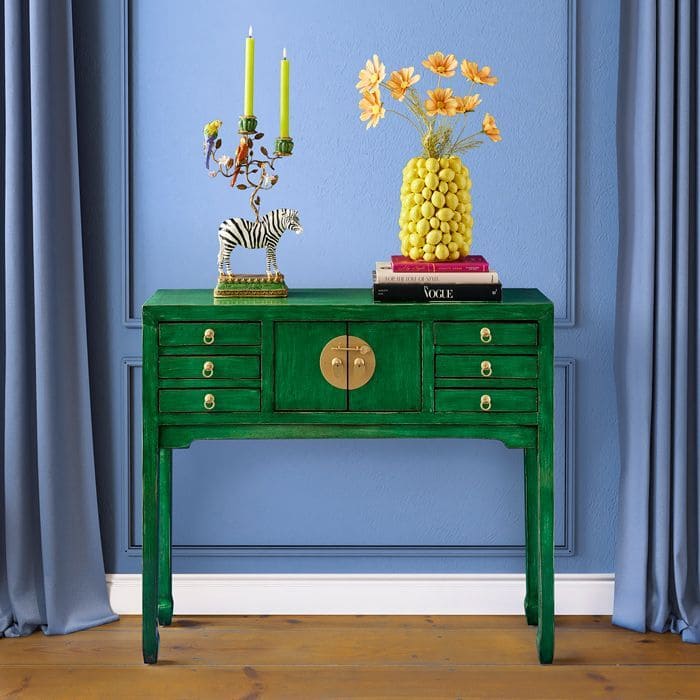Konsolentisch Majesté 100 cm Ulmen- und Kiefernholz vintage grün