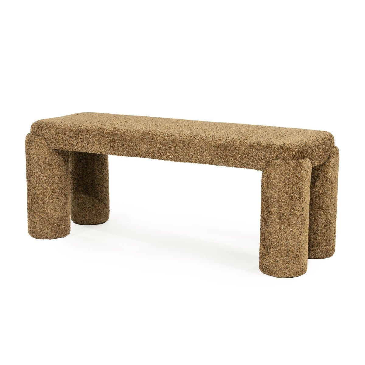 Bank Hocker Omla 119 cm Stoff senffarben Sitzbank Esstischbank