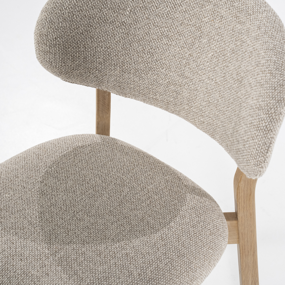 Esszimmerstuhl Stuhl MICKY Stoffbezug taupe Beine Eiche