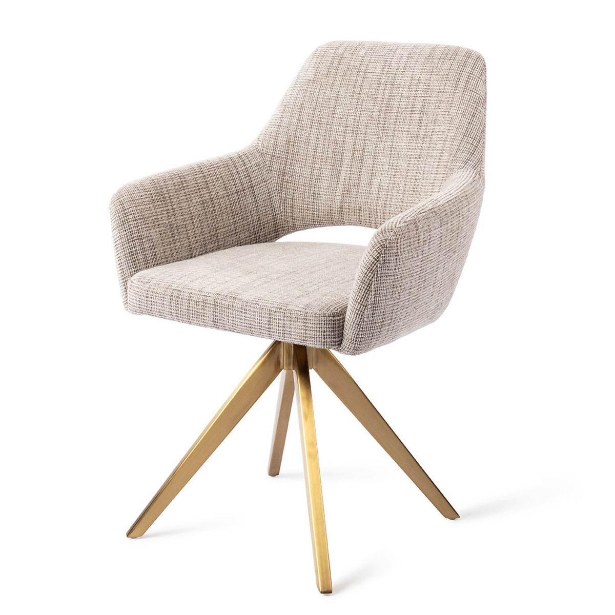 Esszimmerstuhl YANAI drehbar – Caramel mit goldenem Gestell