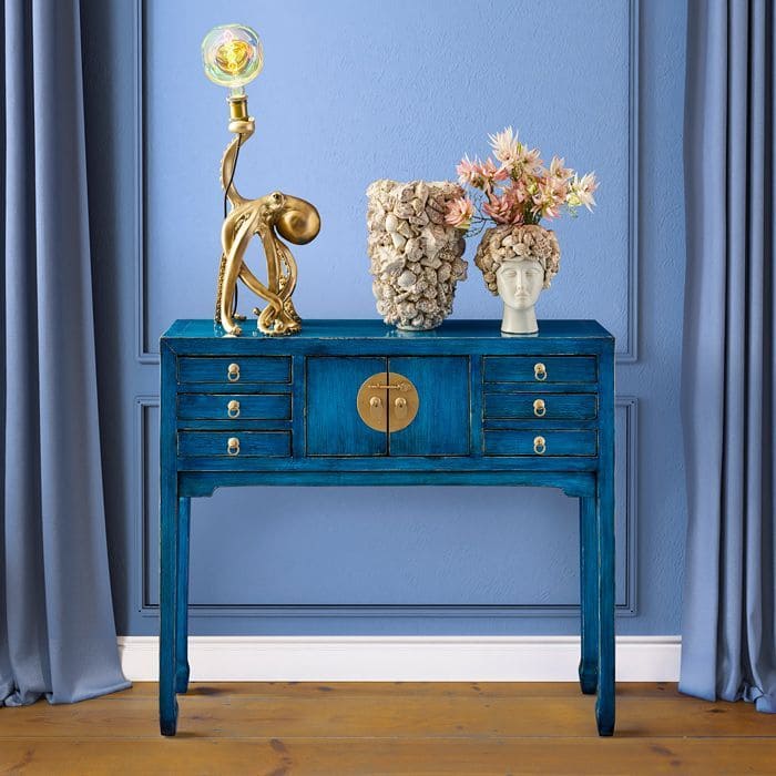 Konsolentisch Majesté 100 cm Ulmen- und Kiefernholz vintage blau