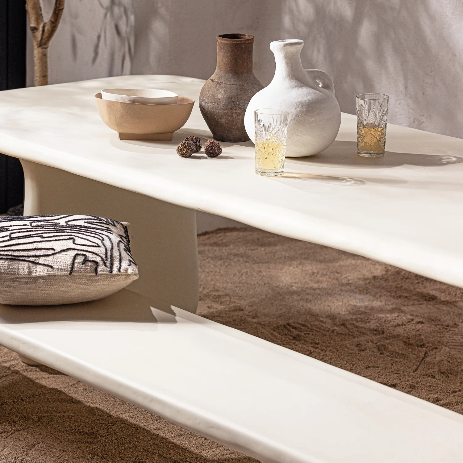 Esstisch LOGGIA organisch 240 x 100 cm Polymer natur Esszimmertisch