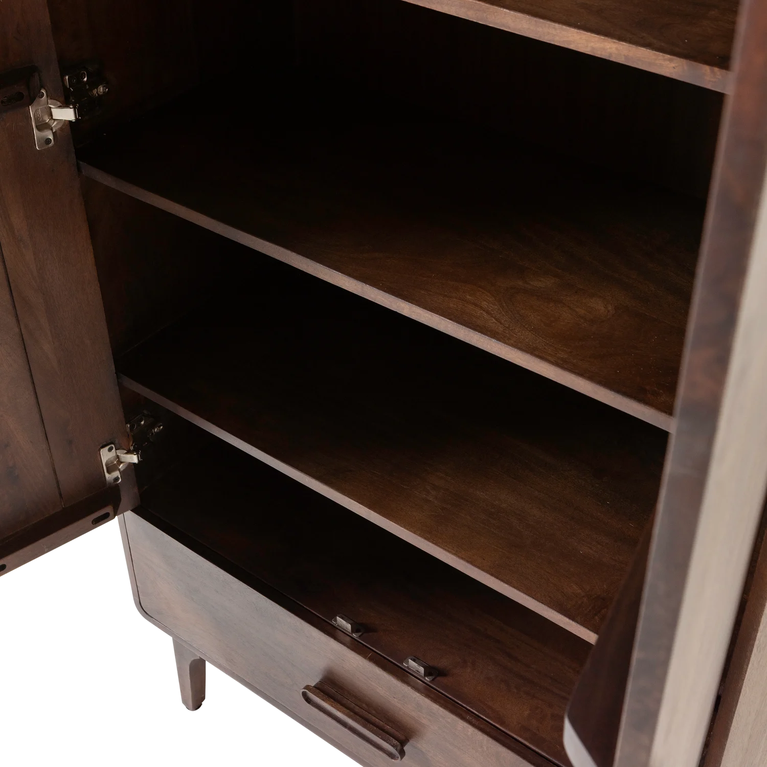 Schrank Highboard LIYA H 150 cm Mangoholz dunkelbraun