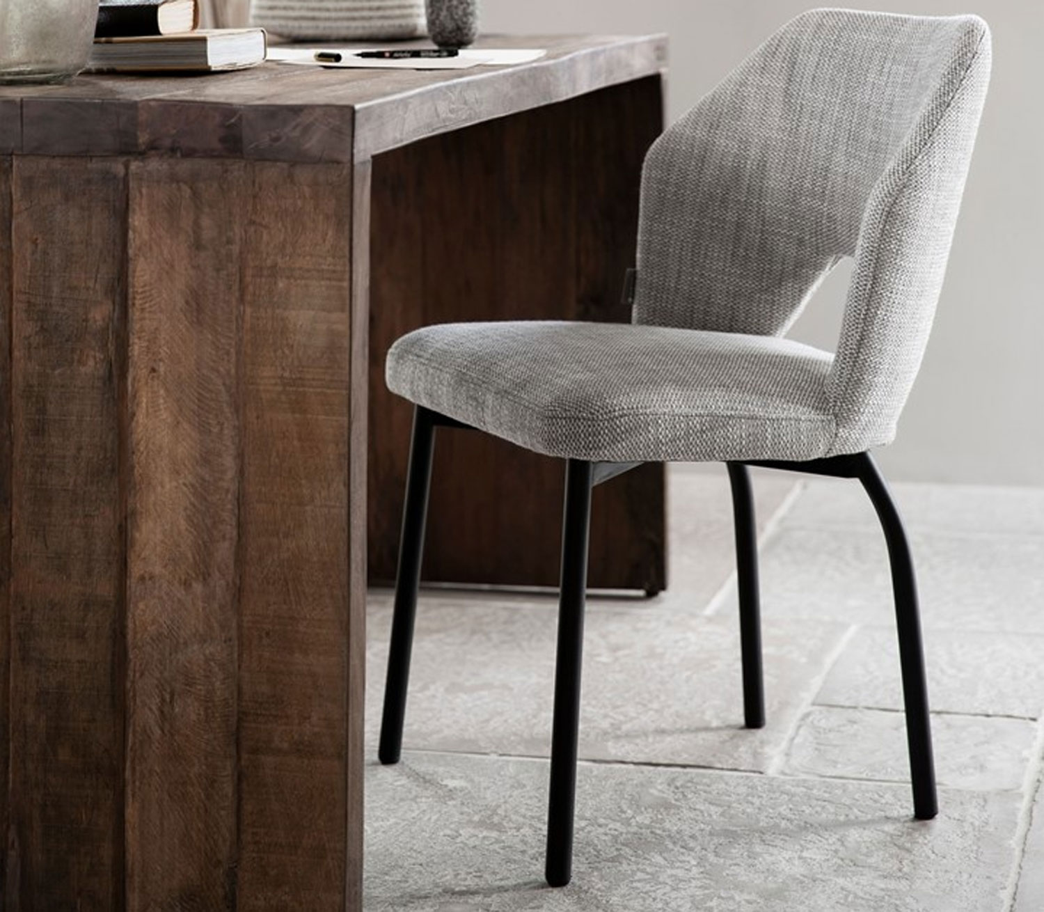 DTP Home Stuhl Bloom Stoff hellgrau Esszimmerstuhl