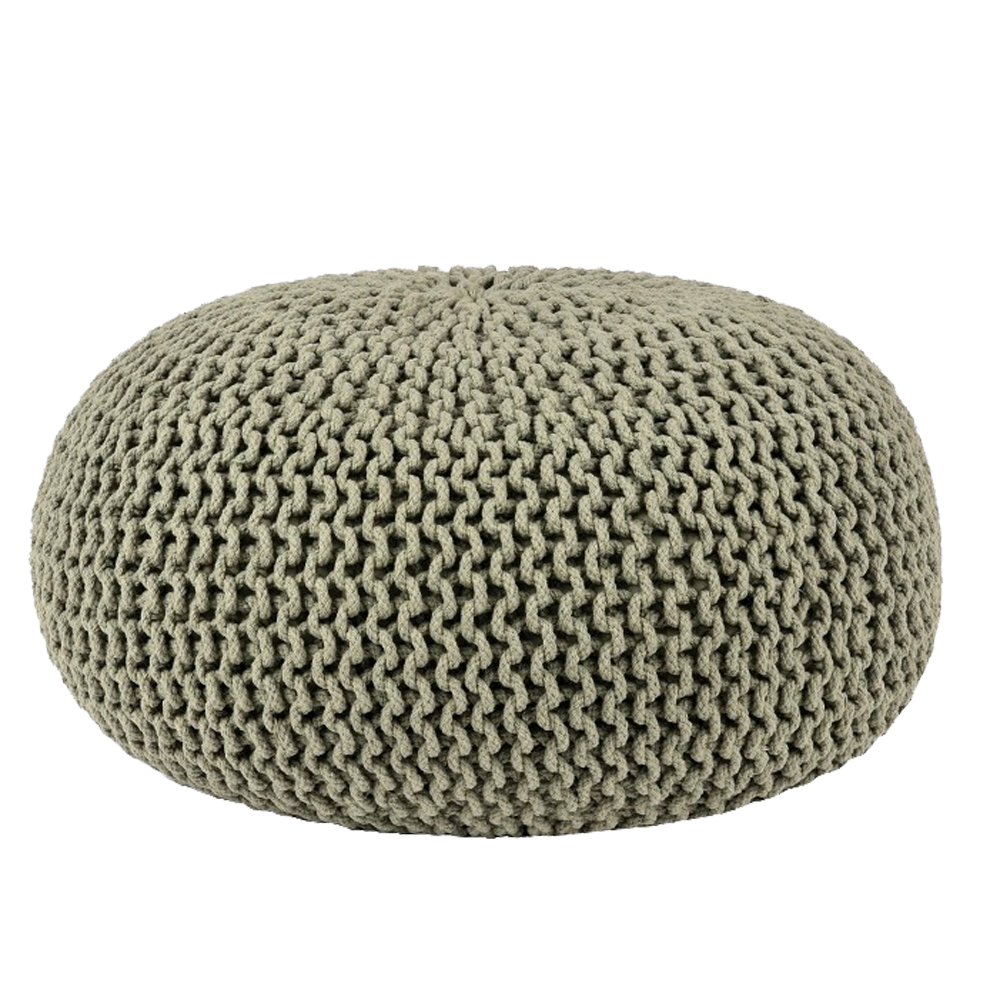 Vintage Strick Pouf Sitzhocker Baumwolle Hocker Olive Sitzpouf Polsterhocker