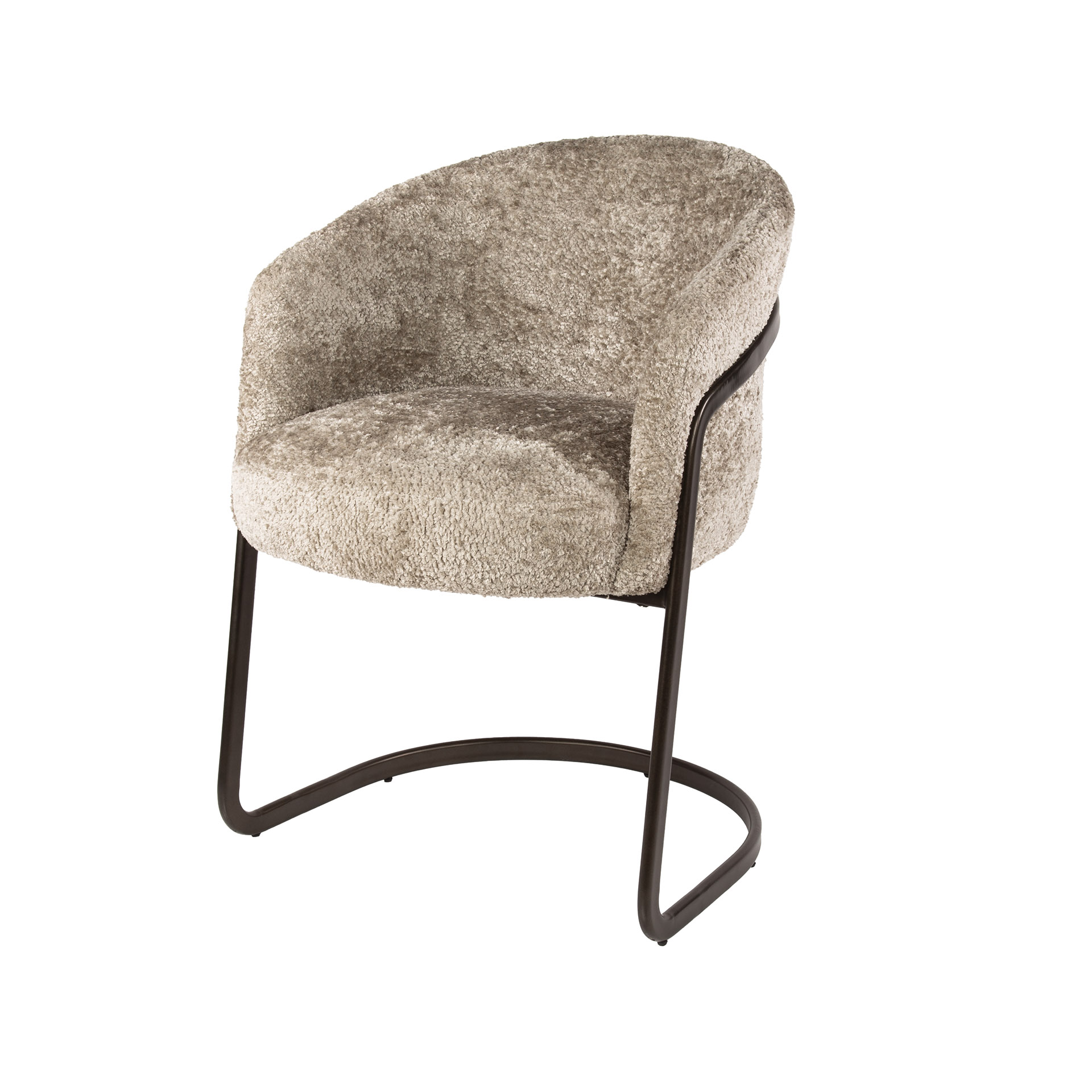 2er Set Freischwinger Stuhl MAYA Soft-Teddystoff sand