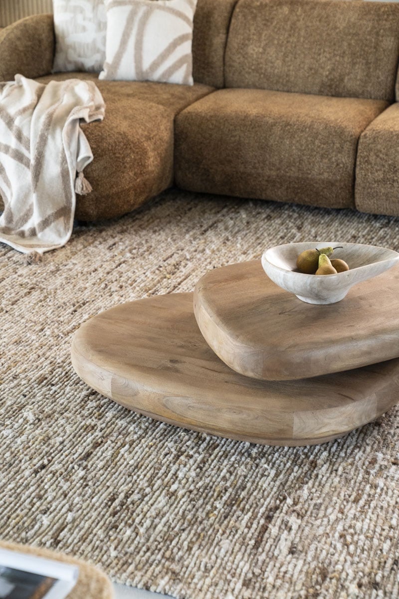 Couchtisch Kabo 100 x 80 cm drehbar Mango Massivholz hellbraun