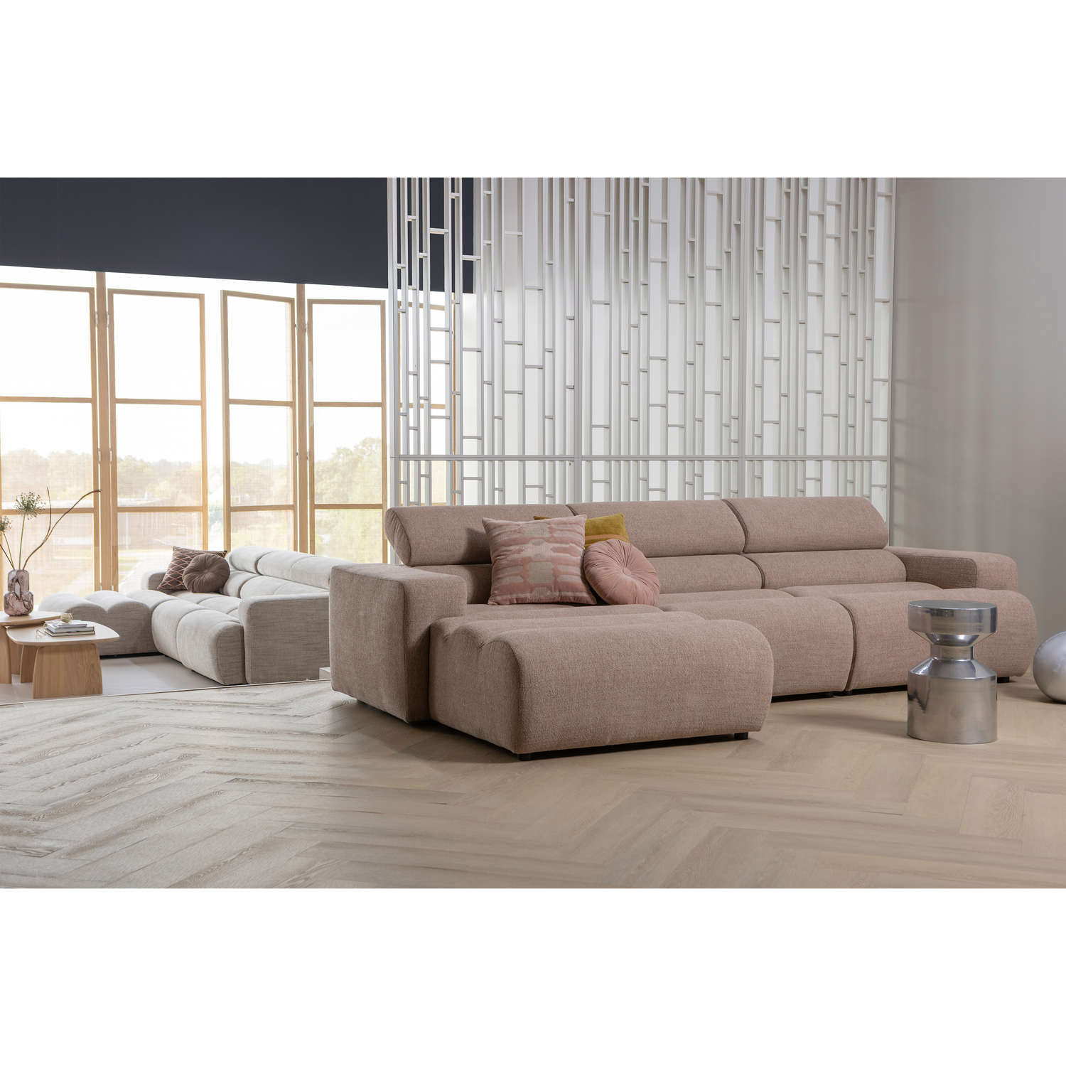 Sofaelement NOVI mit Armlehne rechts Element Bouclé taupe