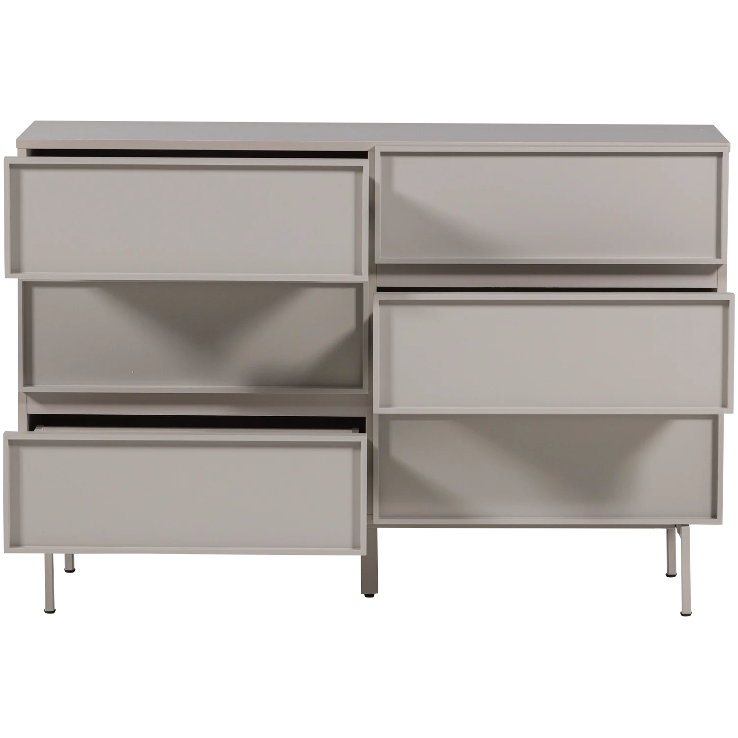 Kommode TOURS 120 cm mit 6 Schubladen MDF Melamin beschichtet sandfarben