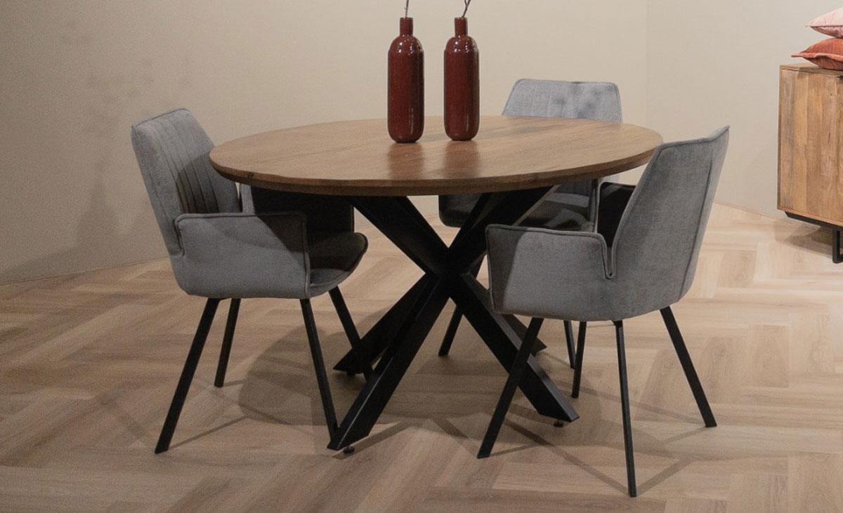 Esstisch LEON rund Ø 150 cm Mangoholz Metall
