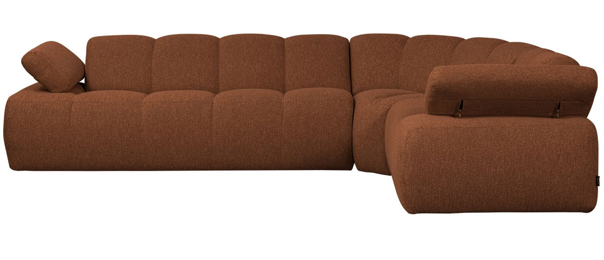 woood Ecksofa MOJO Bouclé rostbraun meliert Chaiselongue rechts