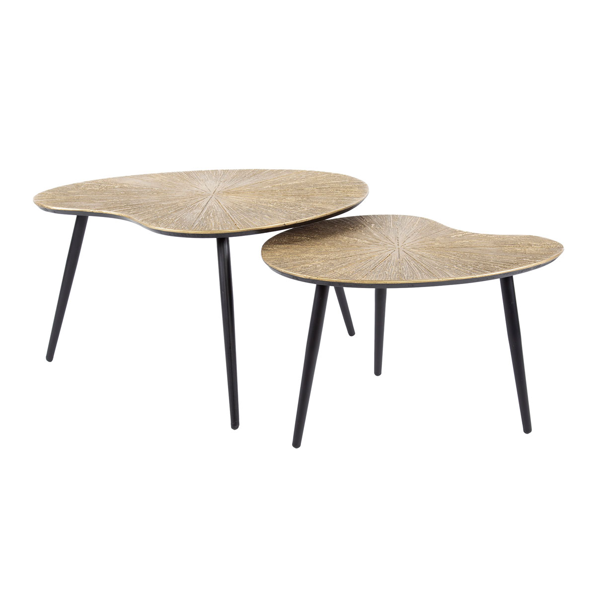 2er Set Couchtisch Barn Nierenform Metall bronzefarben