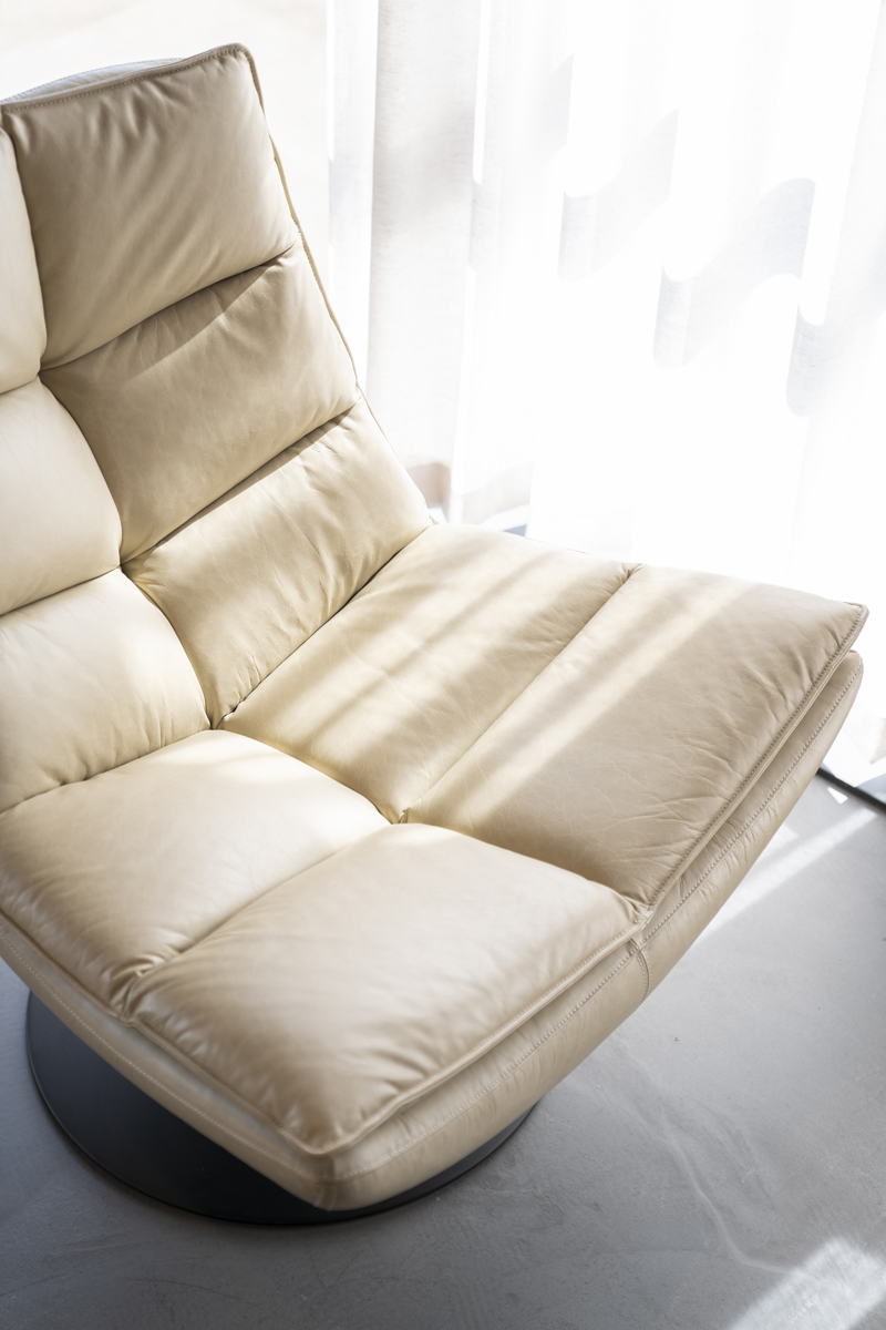 Sessel Relaxsessel Sven Boho Leder beige Drehsessel